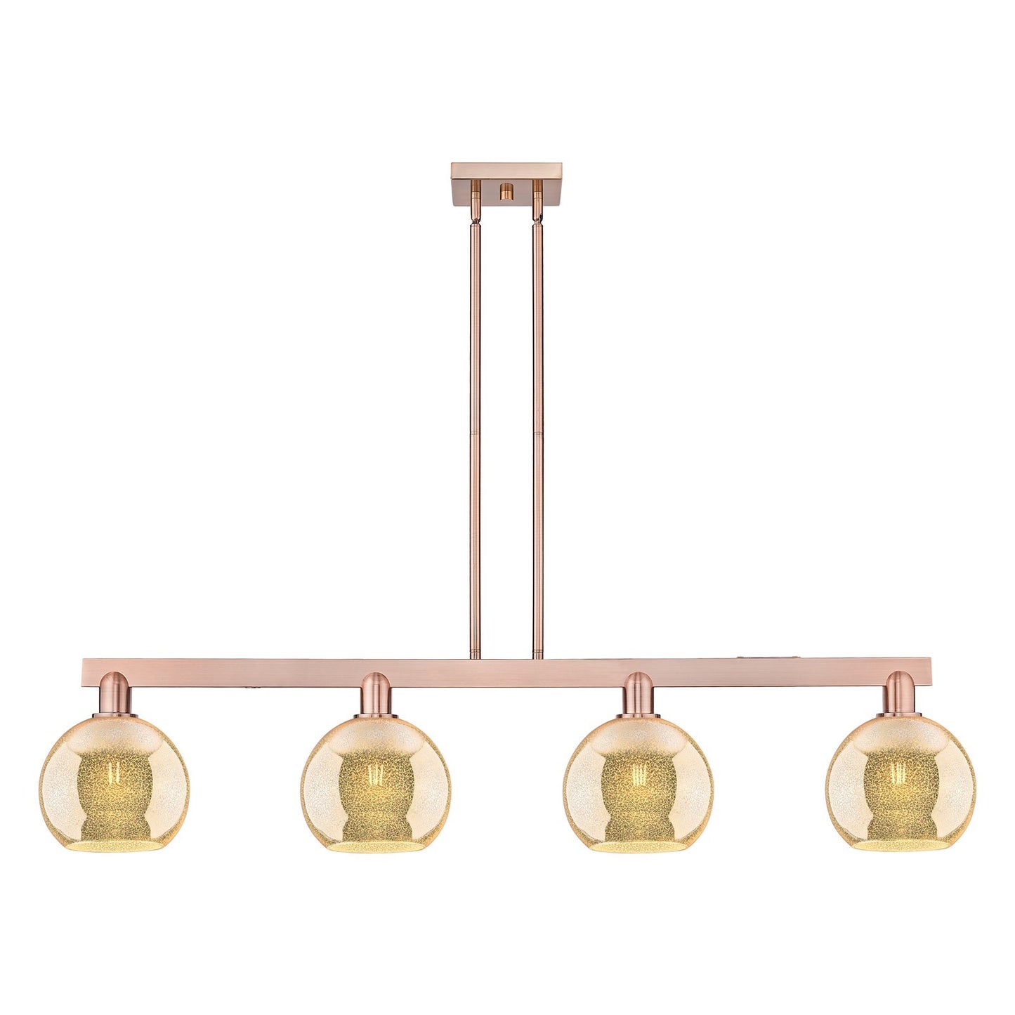 Innovations Athens 51in 4-Light Island Light | Industrial Antique Copper Steel and Mercury Glass | Kitchen Island & Dining Room | Model 716-4I-AC-G128-8