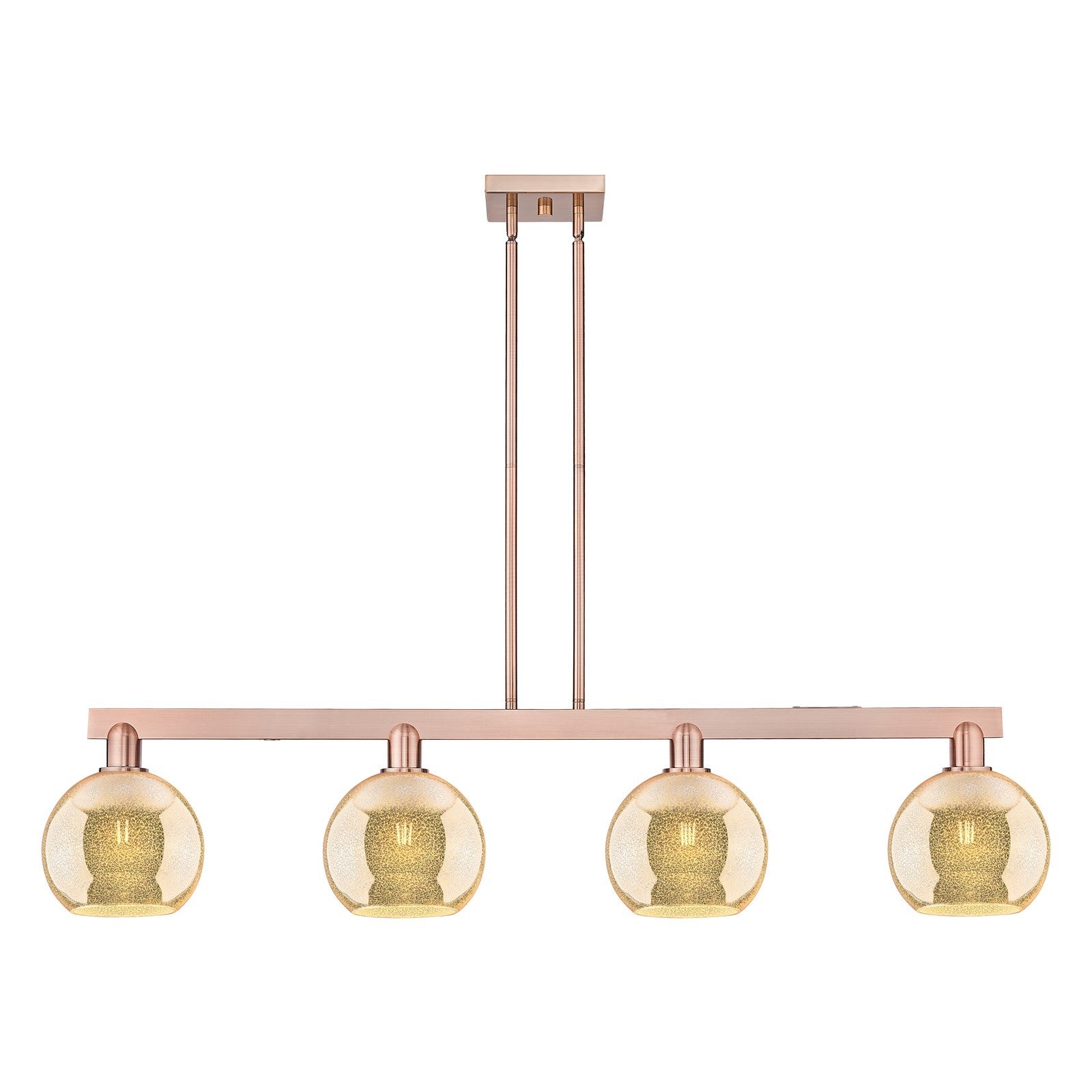 Innovations Athens 51in 4-Light Island Light | Industrial Antique Copper Steel and Mercury Glass | Kitchen Island & Dining Room | Model 716-4I-AC-G128-8
