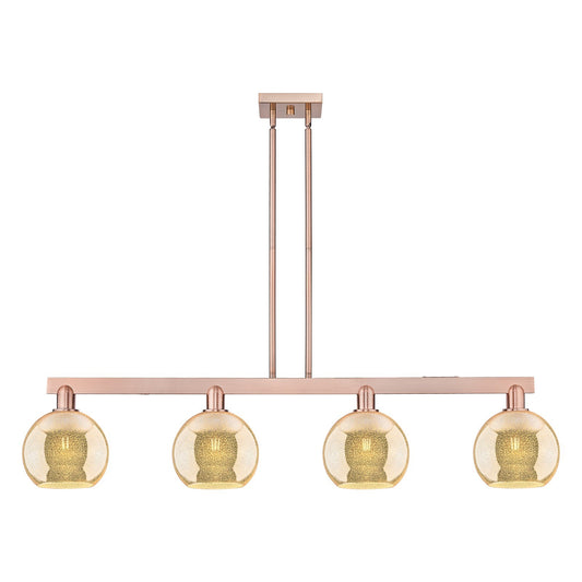 Innovations Athens 51in 4-Light Island Light | Industrial Antique Copper Steel and Mercury Glass | Kitchen Island & Dining Room | Model 716-4I-AC-G128-8