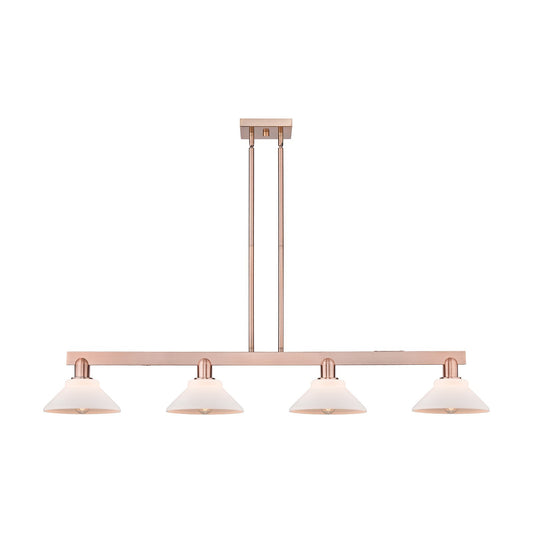 Innovations Orwell 51in 4-Light Island Light | Industrial Antique Copper Steel and Matte White Glass | Kitchen Island & Dining Room | Model 716-4I-AC-G131