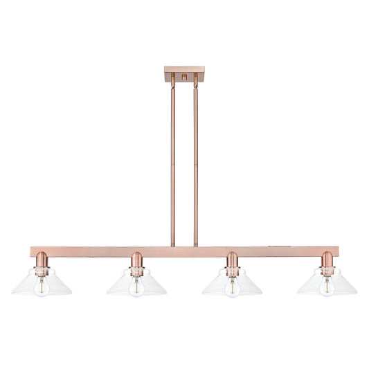 Innovations Orwell 51in 4-Light Island Light | Industrial Antique Copper and Clear Glass | Kitchen Island | Model 716-4I-AC-G132