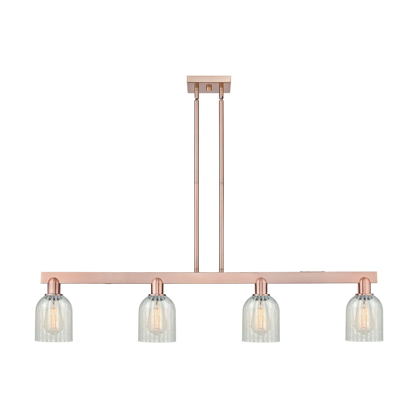 Innovations Caledonia 48in 4-Light Island Light | Industrial Antique Copper Steel and Mouchette Glass | Kitchen Island & Dining | Model 716-4I-AC-G2511