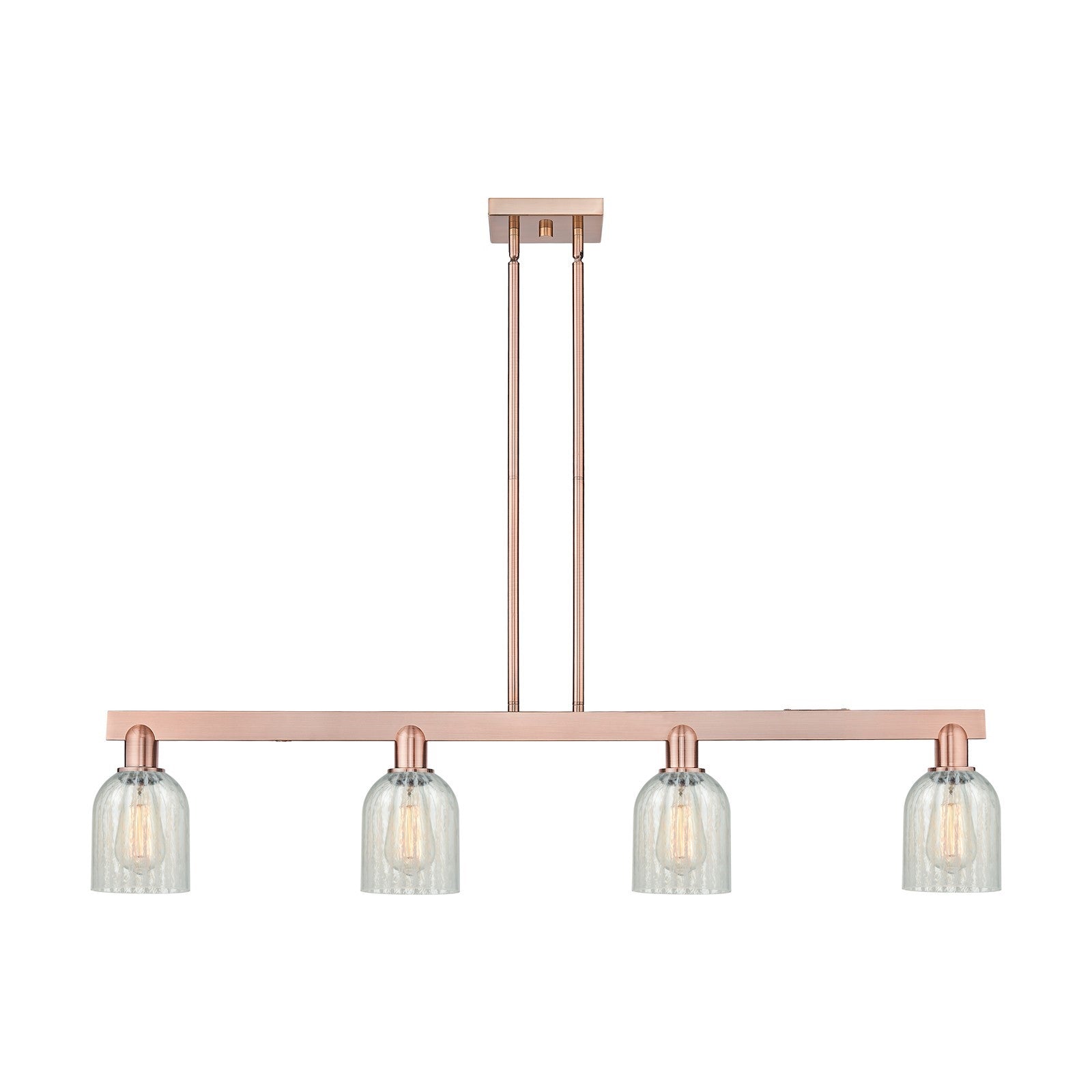 Innovations Caledonia 48in 4-Light Island Light | Industrial Antique Copper Steel and Mouchette Glass | Kitchen Island & Dining | Model 716-4I-AC-G2511