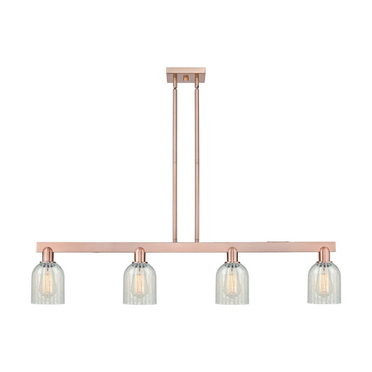 Innovations Caledonia 48in 4-Light Island Light | Industrial Antique Copper Steel and Mouchette Glass | Kitchen Island & Dining | Model 716-4I-AC-G2511