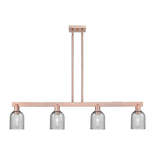 Innovations Caledonia 48in 4-Light Island Light | Industrial Antique Copper Steel and Charcoal Glass | Kitchen Island | Model 716-4I-AC-G257