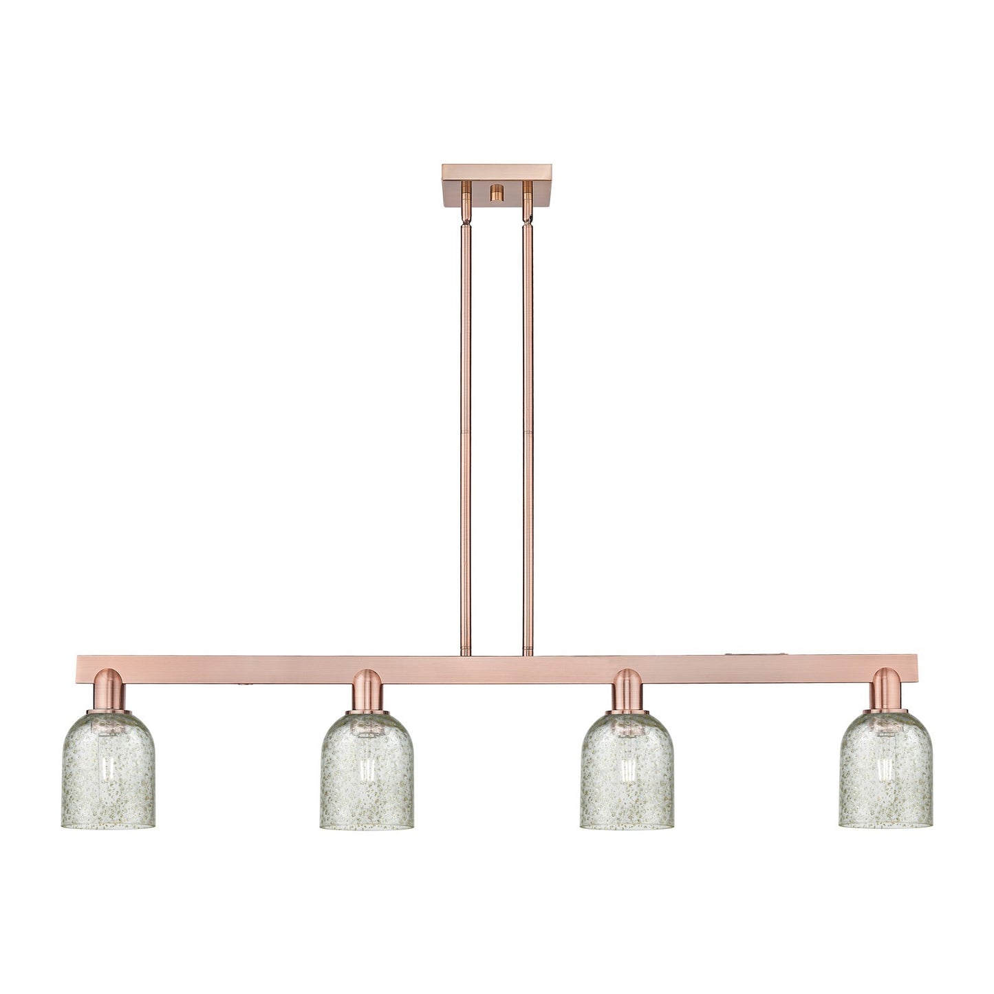 Innovations Caledonia 48in 4-Light Island Light | Industrial Antique Copper and Mica Glass | Kitchen Island & Dining Room | Model 716-4I-AC-G259