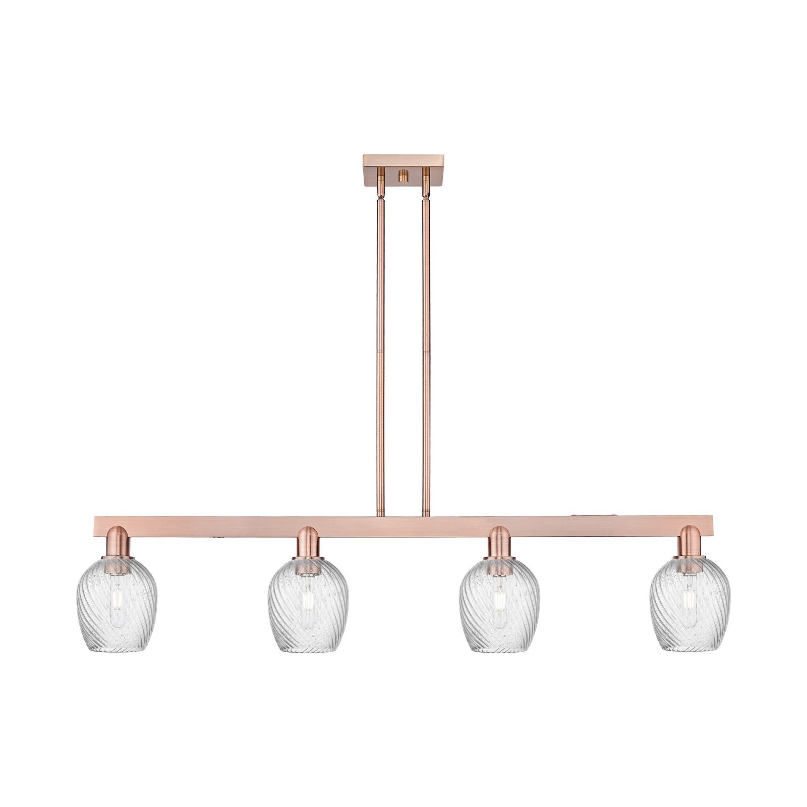Innovations Salina 48.5in 4-Light Island Light | Industrial Antique Copper Steel and Clear Spiral Fluted Glass | Kitchen Island & | Model 716-4I-AC-G292