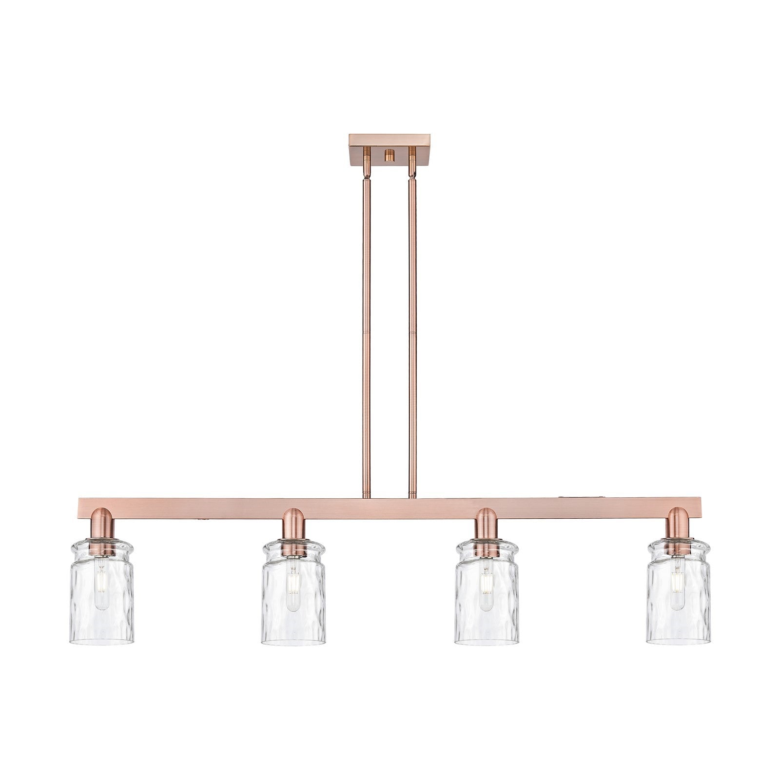 Innovations Candor 48in 4-Light Island Light | Industrial Antique Copper Steel and Clear Waterglass Glass | Kitchen Island & Dining | Model 716-4I-AC-G352