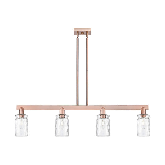 Innovations Candor 48in 4-Light Island Light | Industrial Antique Copper Steel and Clear Waterglass Glass | Kitchen Island & Dining | Model 716-4I-AC-G352