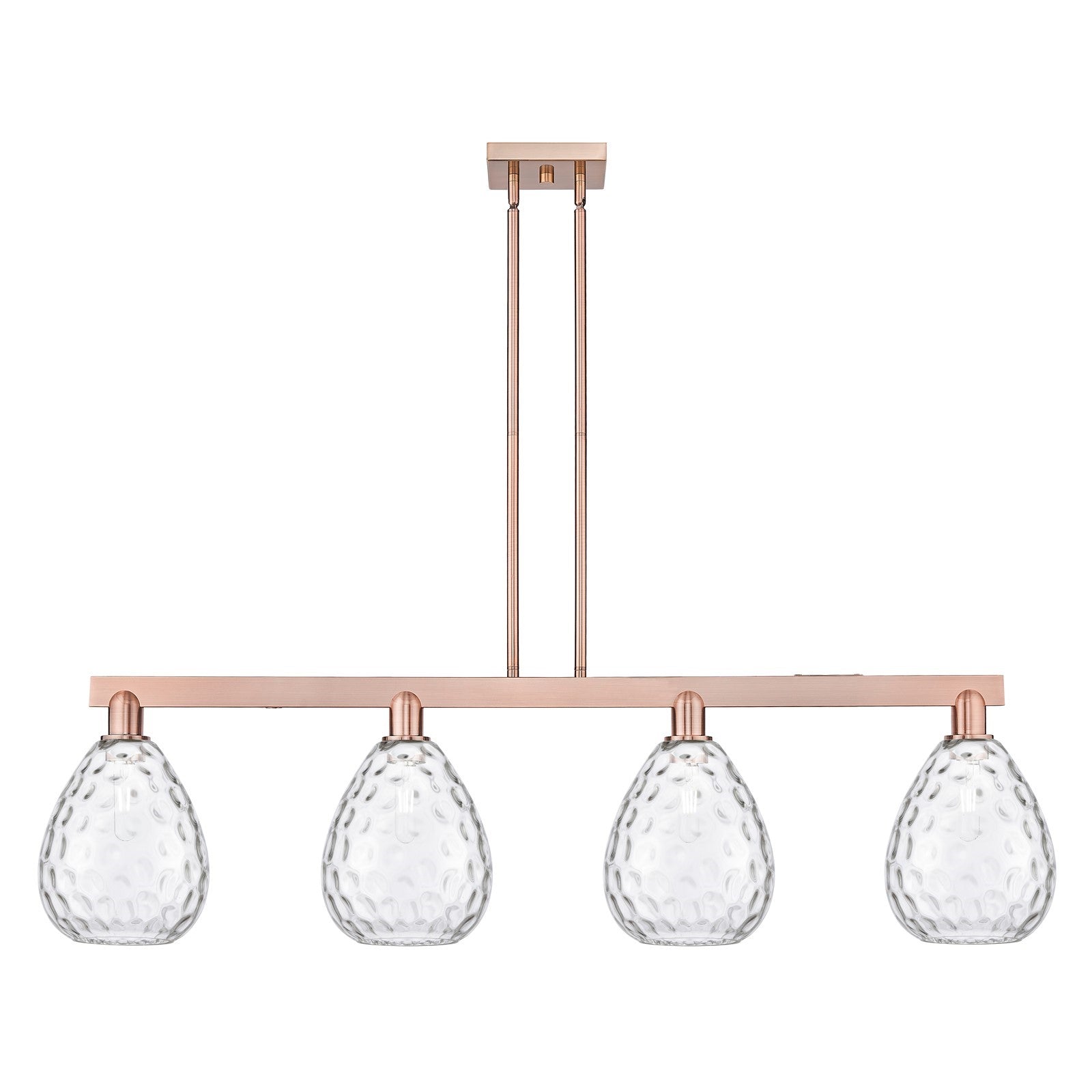 Innovations Waverly 51in 4-Light Island Light | Industrial Antique Copper Steel and Clear Glass | Kitchen Island & Dining Room | Model 716-4I-AC-G372