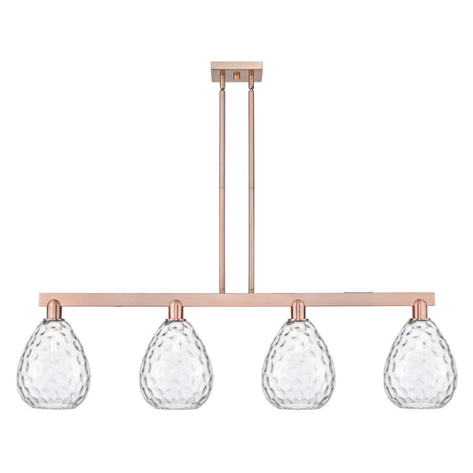 Innovations Waverly 51in 4-Light Island Light | Industrial Antique Copper Steel and Clear Glass | Kitchen Island & Dining Room | Model 716-4I-AC-G372