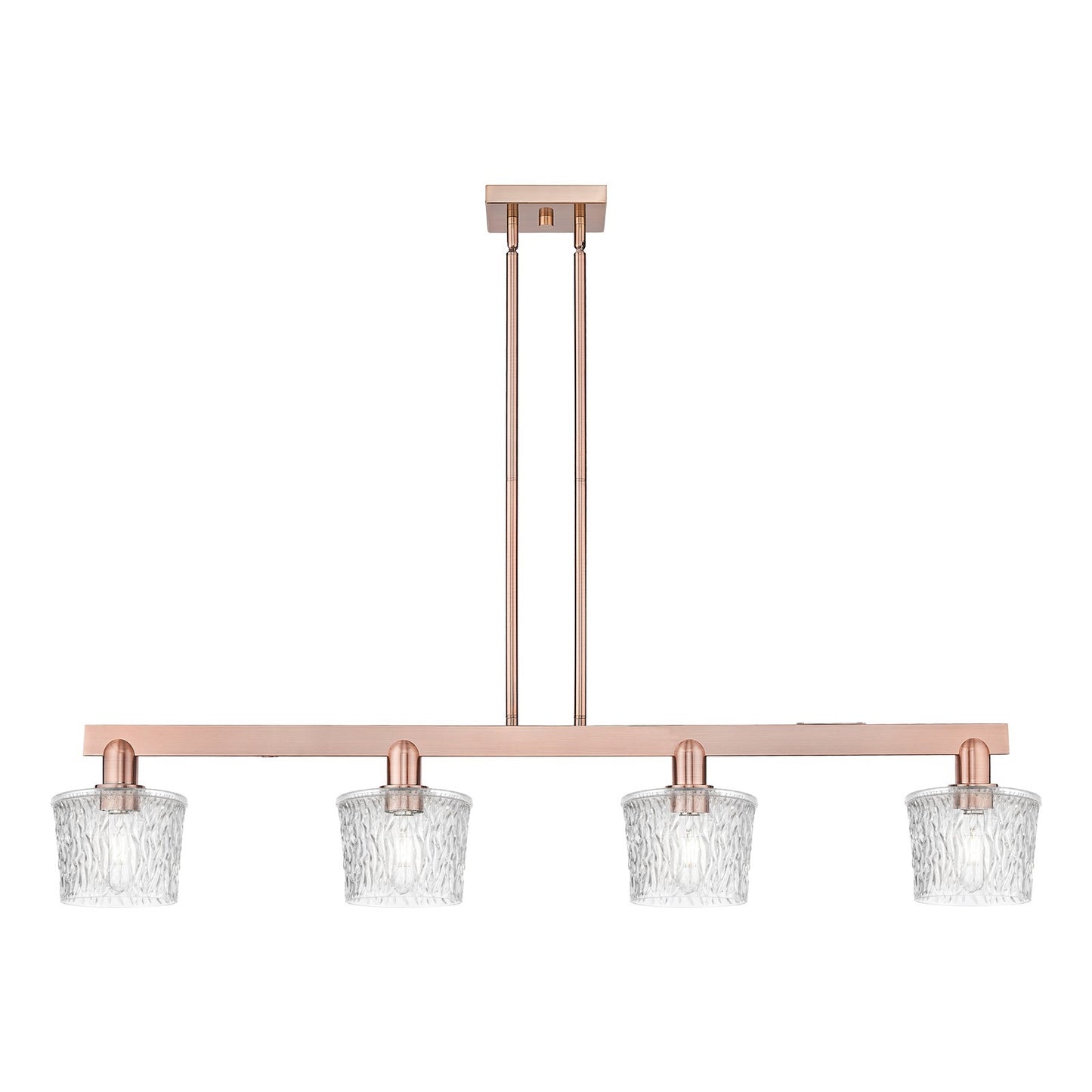 Innovations Niagara 49in 4-Light Island Light | Industrial Antique Copper Steel and Clear Glass | Kitchen Island & Dining Room | Model 716-4I-AC-G402