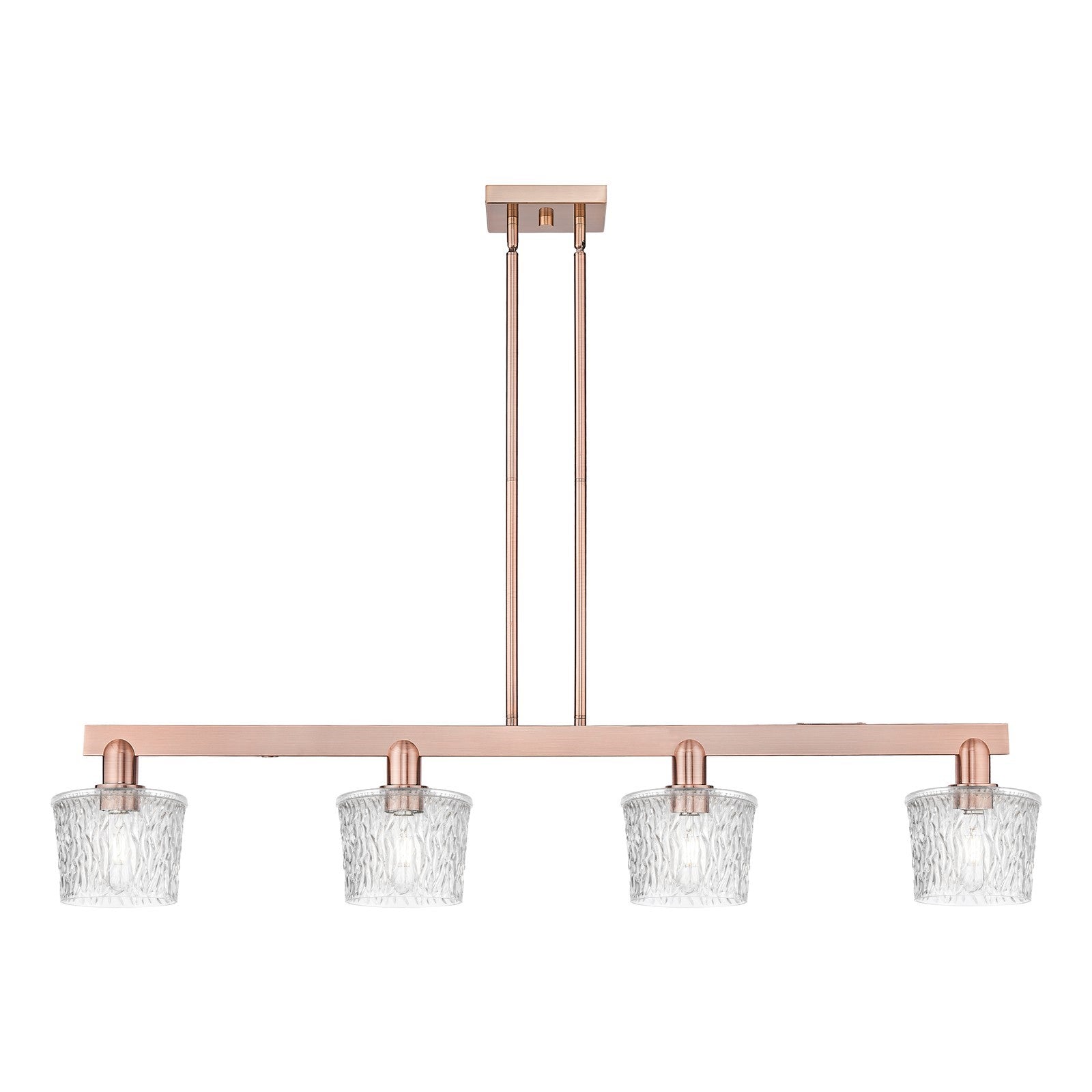 Innovations Niagara 49in 4-Light Island Light | Industrial Antique Copper Steel and Clear Glass | Kitchen Island & Dining Room | Model 716-4I-AC-G402
