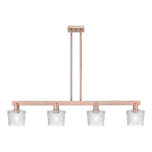 Innovations Niagara 49in 4-Light Island Light | Industrial Antique Copper Steel and Clear Glass | Kitchen Island & Dining Room | Model 716-4I-AC-G402
