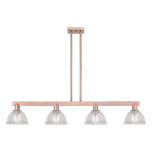 Innovations Lighting Arietta 51in 4-Light Island Light | Industrial Antique Copper Steel and Clear Glass | Kitchen Island & Dining | Model 716-4I-AC-G422