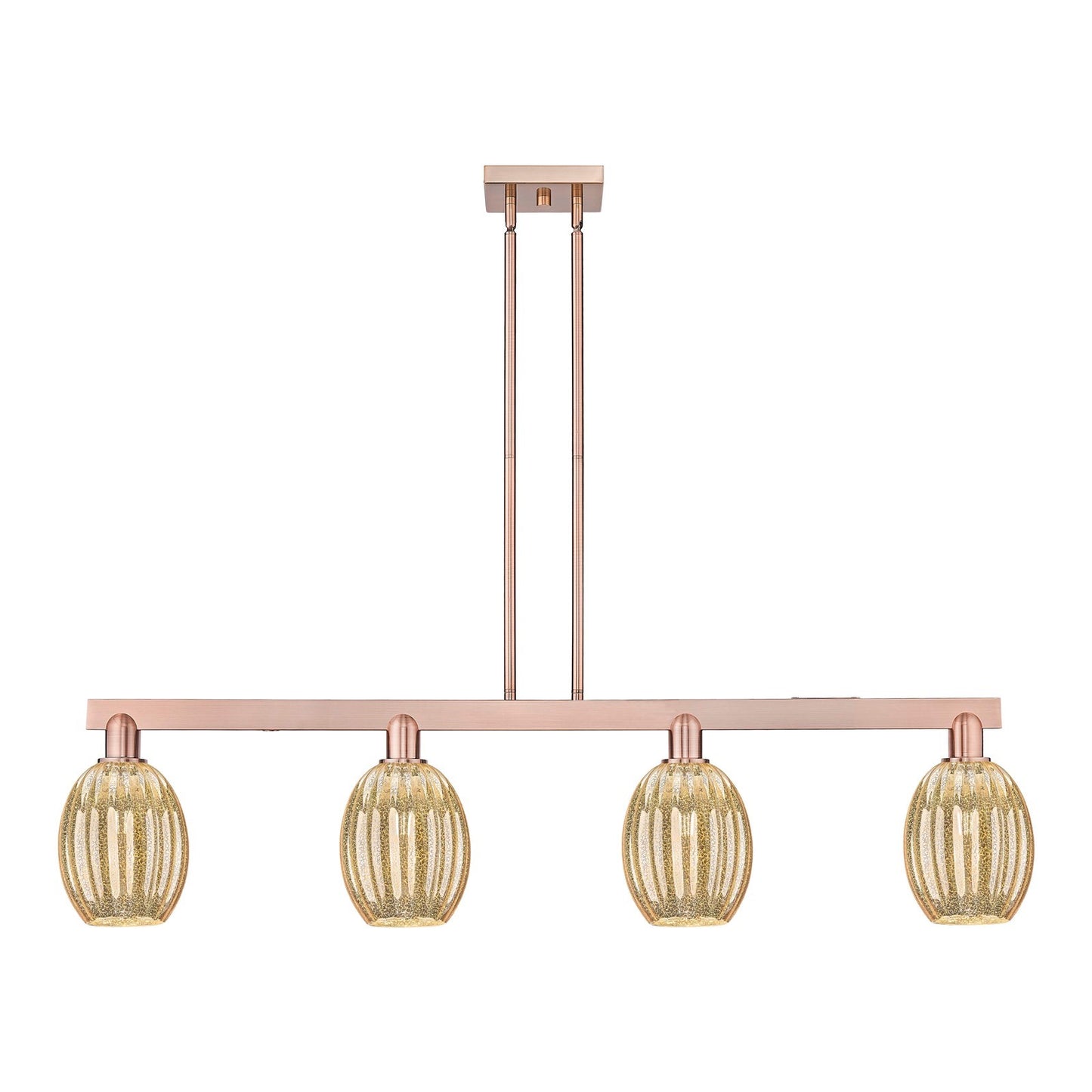 Innovations Preston Bulb 49in 4-Light Island Light | Industrial Antique Copper Steel and Mercury Glass | Kitchen Island & | Model 716-4I-AC-G459-6ME
