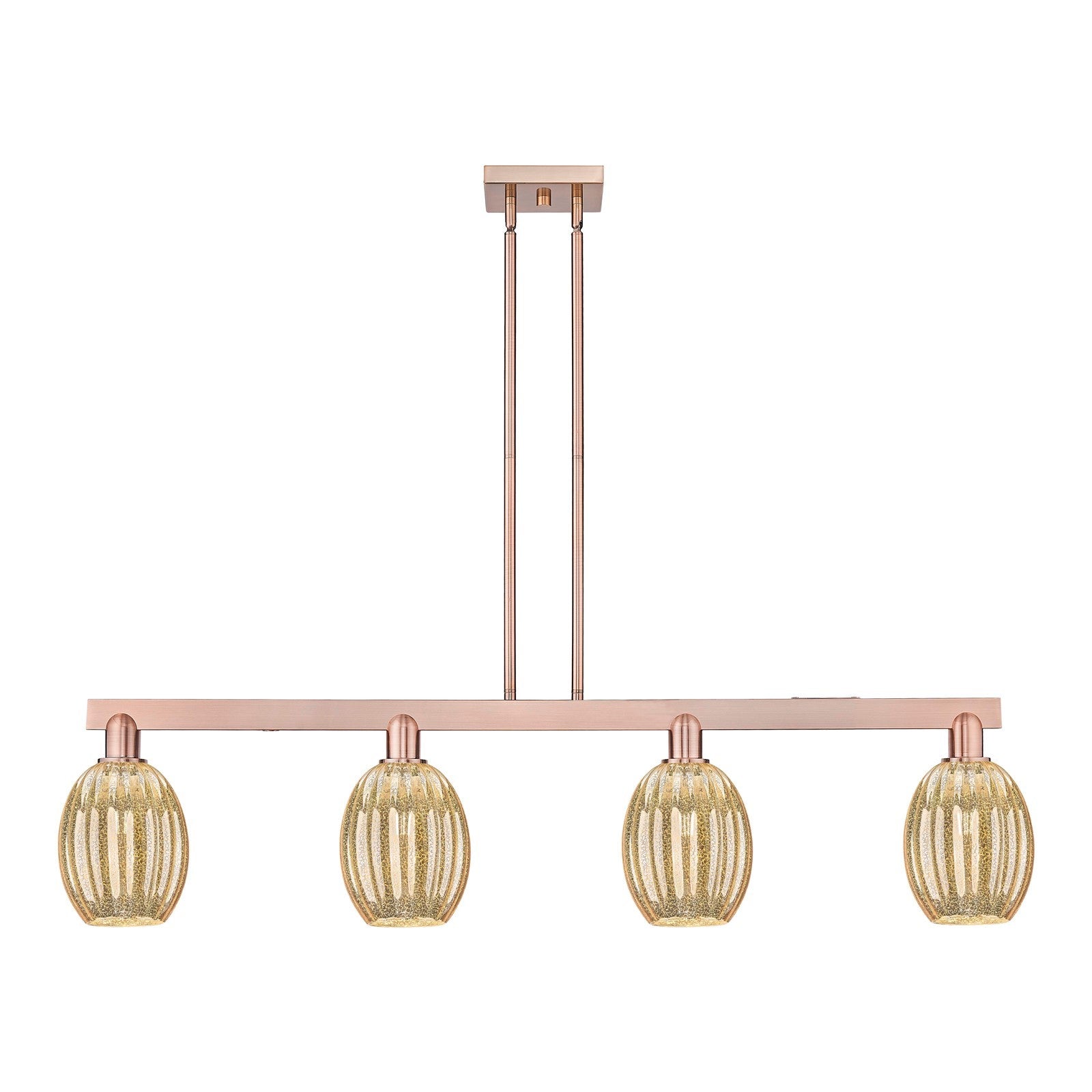 Innovations Preston Bulb 49in 4-Light Island Light | Industrial Antique Copper Steel and Mercury Glass | Kitchen Island & | Model 716-4I-AC-G459-6ME