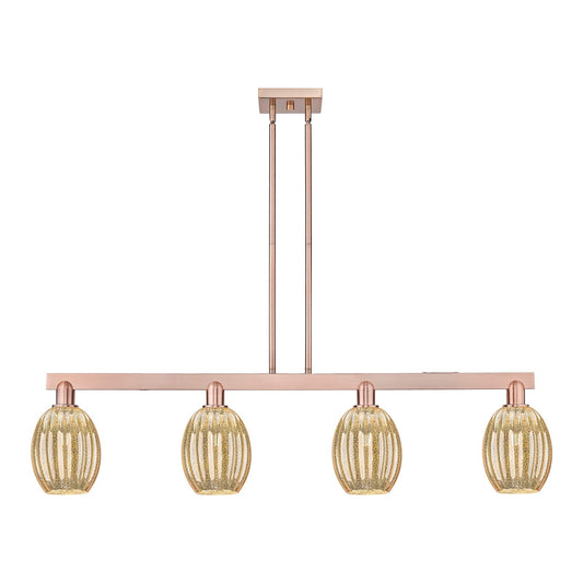 Innovations Preston Bulb 49in 4-Light Island Light | Industrial Antique Copper Steel and Mercury Glass | Kitchen Island & | Model 716-4I-AC-G459-6ME