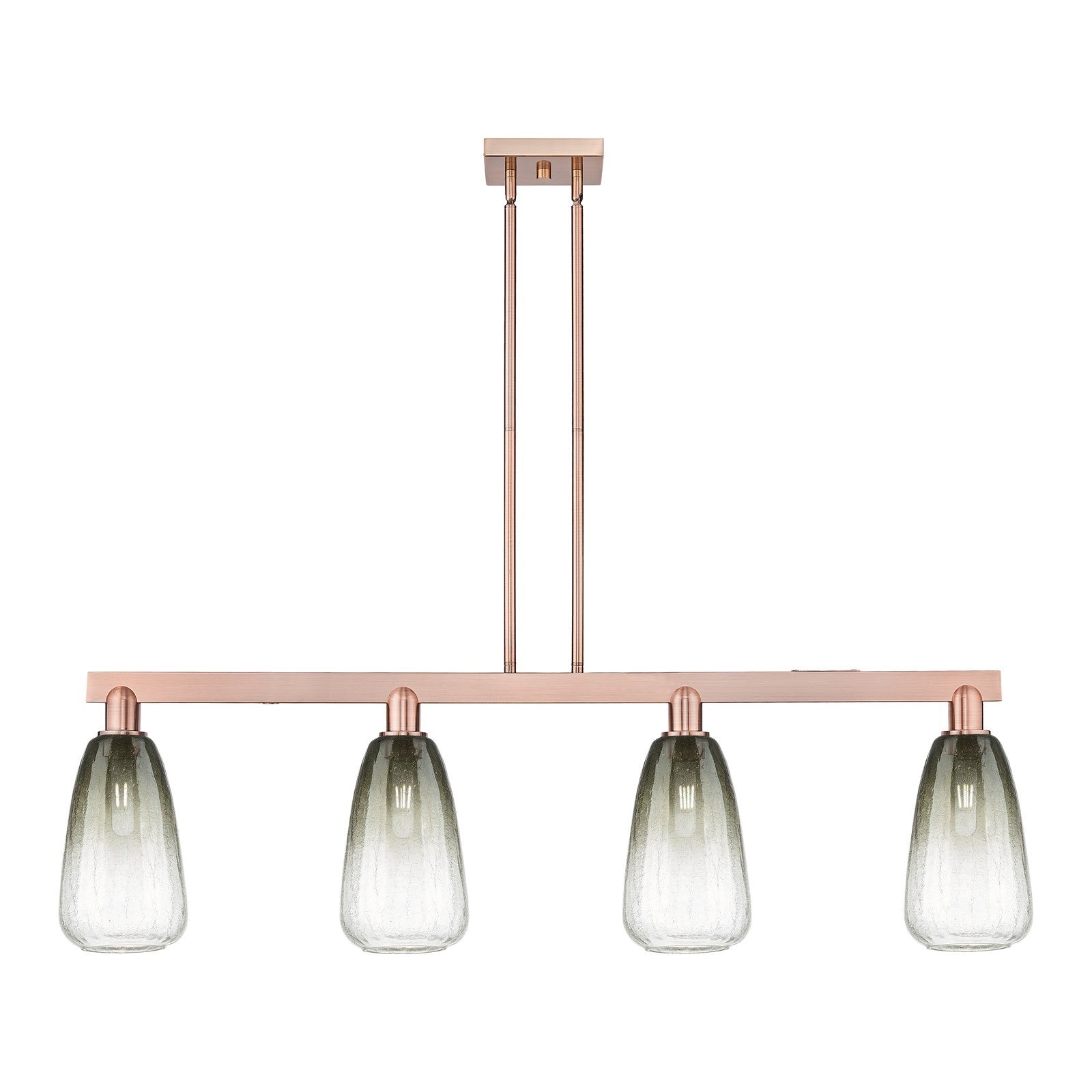 Innovations Brookhaven Almond 48.75in 4-Light Island Light | Industrial Antique Copper Steel and Slate Glass | Kitchen Island | Model 716-4I-AC-G480-6SL