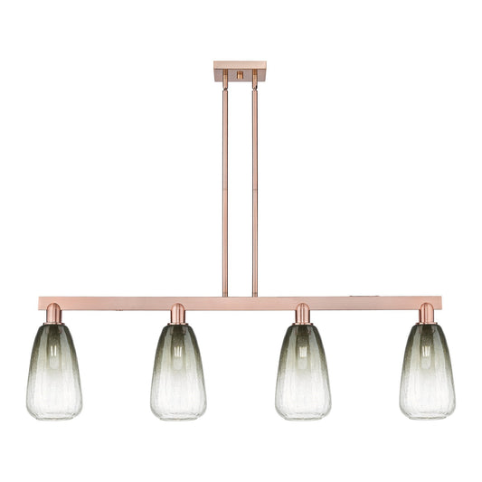 Innovations Brookhaven Almond 48.75in 4-Light Island Light | Industrial Antique Copper Steel and Slate Glass | Kitchen Island | Model 716-4I-AC-G480-6SL