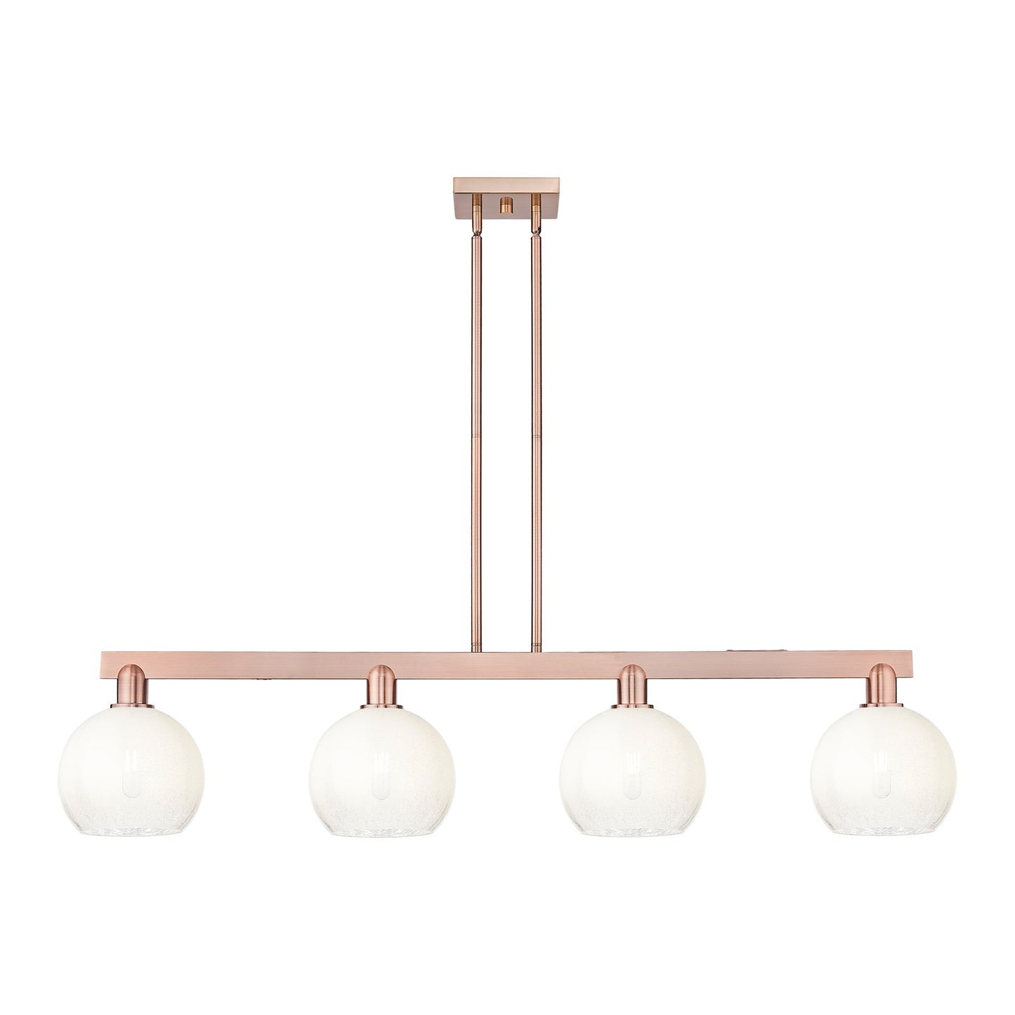 Innovations Brookhaven Globe 50.75in 4-Light Island Light | Industrial Antique Copper Steel and Opal Glass | Kitchen Island | Model 716-4I-AC-G483-8OP