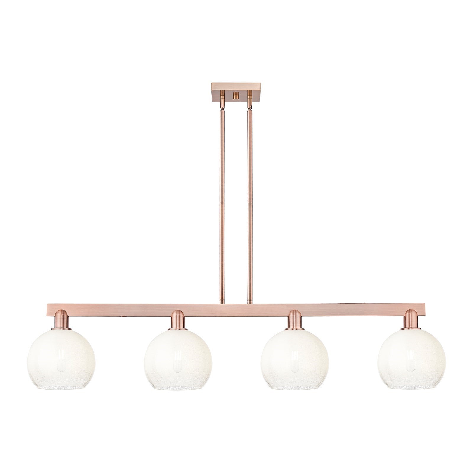 Innovations Brookhaven Globe 50.75in 4-Light Island Light | Industrial Antique Copper Steel and Opal Glass | Kitchen Island | Model 716-4I-AC-G483-8OP