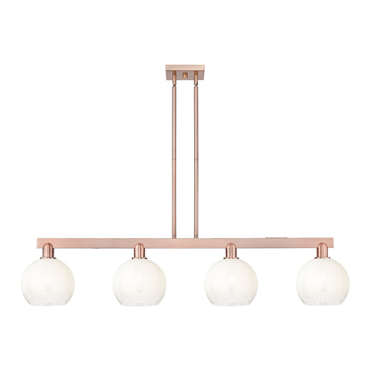 Innovations Brookhaven Globe 50.75in 4-Light Island Light | Industrial Antique Copper Steel and Opal Glass | Kitchen Island | Model 716-4I-AC-G483-8OP
