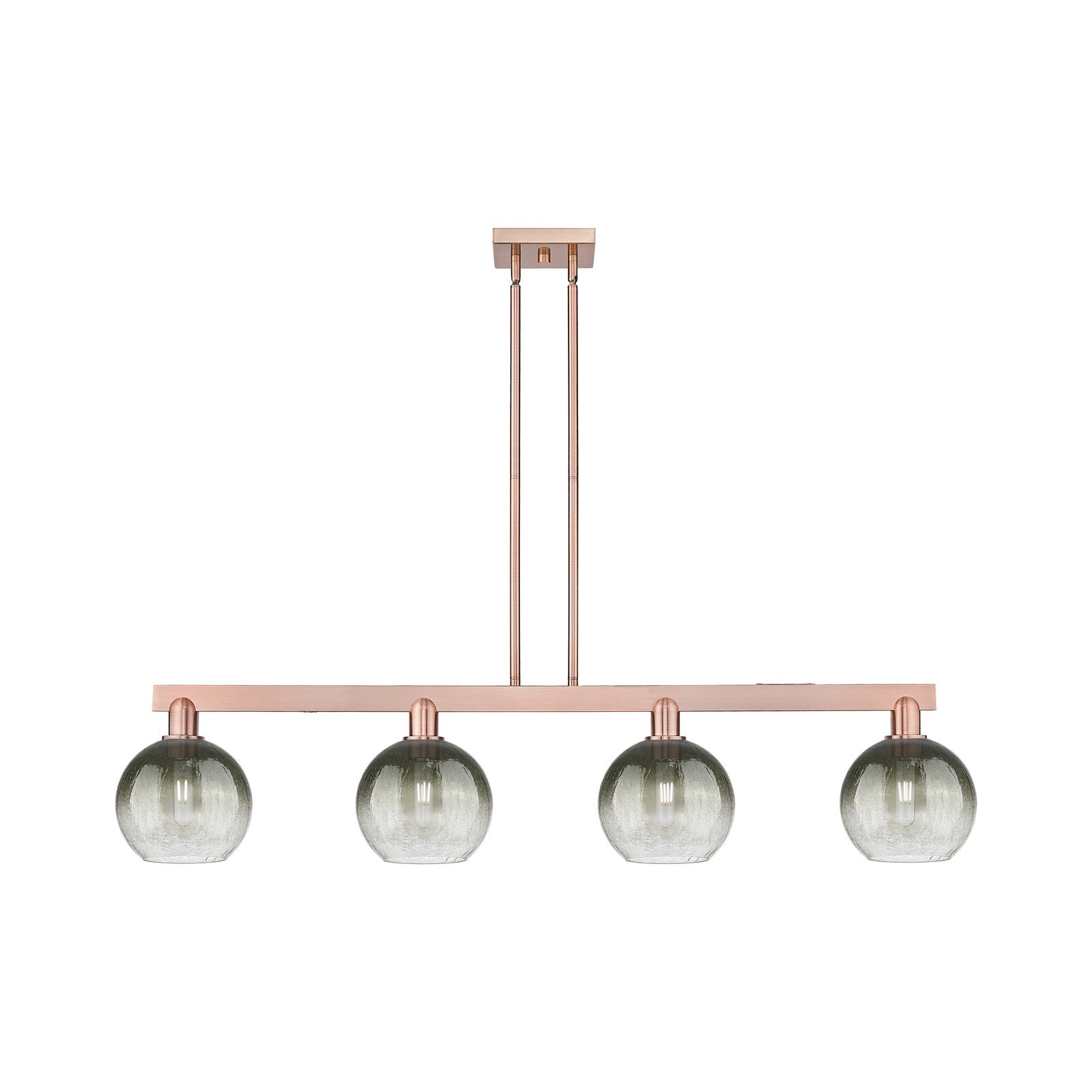 Innovations Brookhaven Globe 50.625in 4-Light Island Light | Industrial Antique Copper Steel and Slate Glass | Kitchen Island & | Model 716-4I-AC-G483-8SL