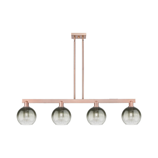 Innovations Brookhaven Globe 50.625in 4-Light Island Light | Industrial Antique Copper Steel and Slate Glass | Kitchen Island & | Model 716-4I-AC-G483-8SL