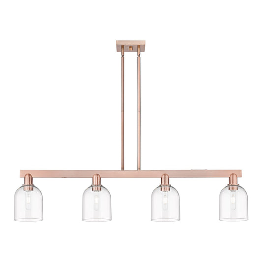 Innovations Bella 48in 4-Light Island Light | Industrial Antique Copper Steel and Clear Glass | Kitchen Island & Dining Room | Model 716-4I-AC-G558-6CL