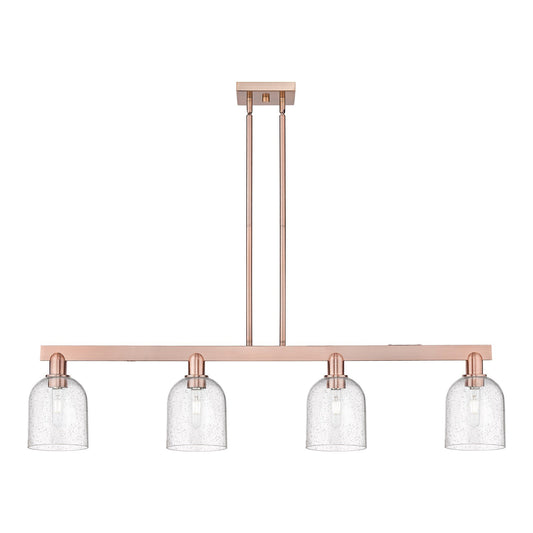 Innovations Bella 48in 4-Light Island Light | Industrial Antique Copper Steel and Seedy Glass | Kitchen Island & Dining Room | Model 716-4I-AC-G558-6SDY