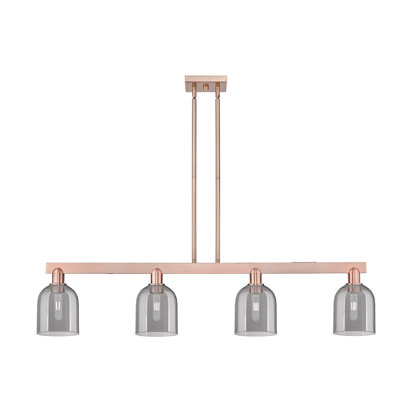 Innovations Bella 48in 4-Light Island Light | Industrial Antique Copper and Light Smoke Glass | Kitchen Island | Model 716-4I-AC-G558-6SM