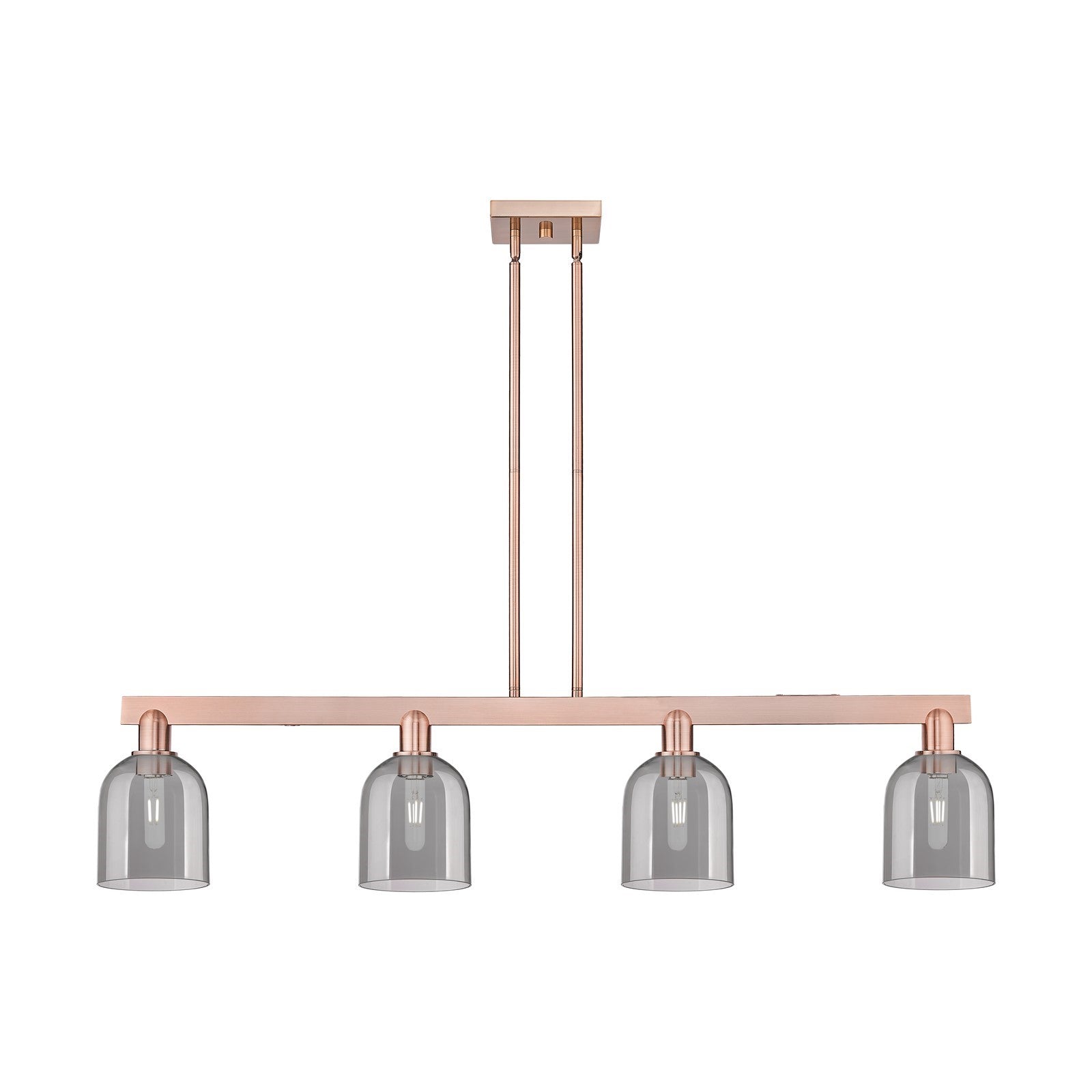 Innovations Bella 48in 4-Light Island Light | Industrial Antique Copper and Light Smoke Glass | Kitchen Island | Model 716-4I-AC-G558-6SM
