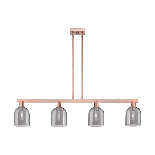 Innovations Bella 48in 4-Light Island Light | Industrial Antique Copper and Light Smoke Glass | Kitchen Island | Model 716-4I-AC-G558-6SM