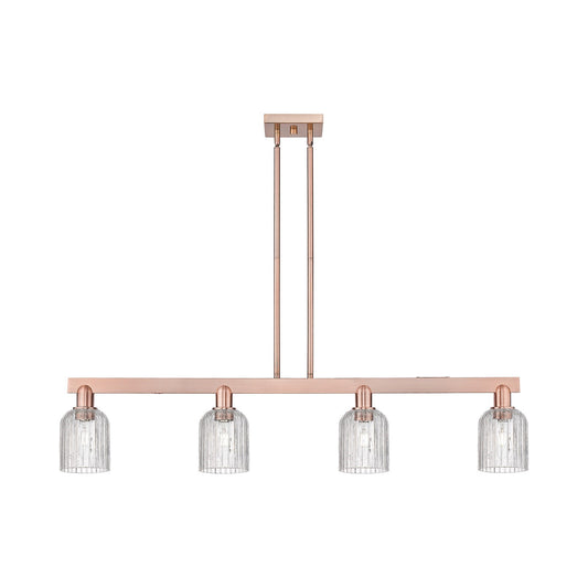 Innovations Bridal Veil 48in 4-Light Island Light | Industrial Antique Copper Steel and Clear Ribbed Glass | Kitchen Island & | Model 716-4I-AC-G559-5CL