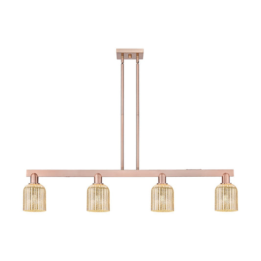 Innovations Bridal Veil 48in 4-Light Island Light | Industrial Antique Copper Steel and Mercury Ribbed Glass | Kitchen Island & | Model 716-4I-AC-G559-5ME