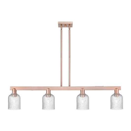 Innovations Bridal Veil 48in 4-Light Island Light | Industrial Antique Copper Steel and Seedy Glass | Kitchen Island & Dining | Model 716-4I-AC-G559-5SDY