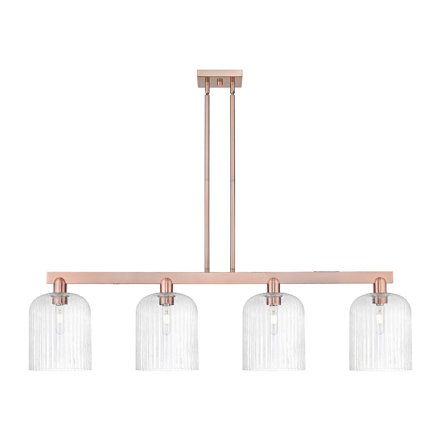 Innovations Bridal Veil 51in 4-Light Island Light | Industrial Antique Copper Steel and Seedy Ribbed Glass | Kitchen Island & | Model 716-4I-AC-G559-8SDY