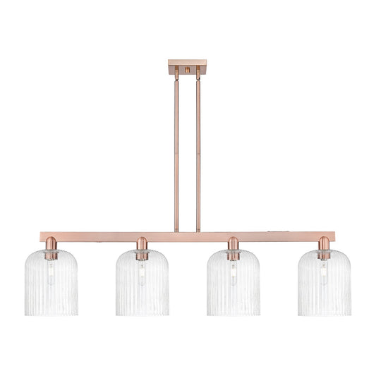 Innovations Bridal Veil 51in 4-Light Island Light | Industrial Antique Copper Steel and Seedy Ribbed Glass | Kitchen Island & | Model 716-4I-AC-G559-8SDY