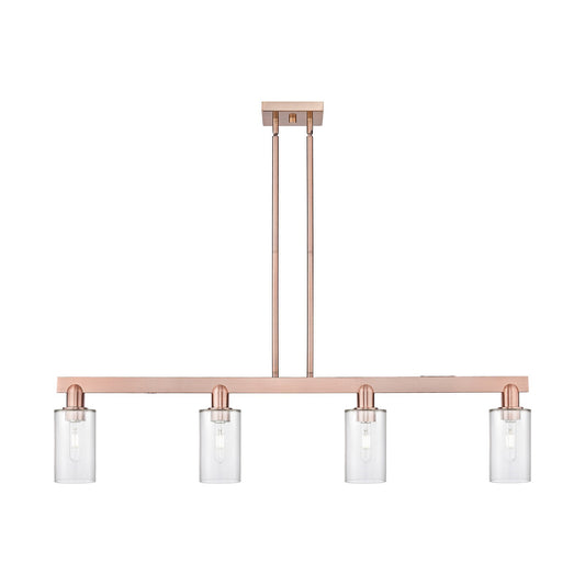 Innovations Clymer 47in 4-Light Island Light | Industrial Antique Copper Steel and Clear Glass | Kitchen Island | 46.62 x 9.75 in | Model 716-4I-AC-G802