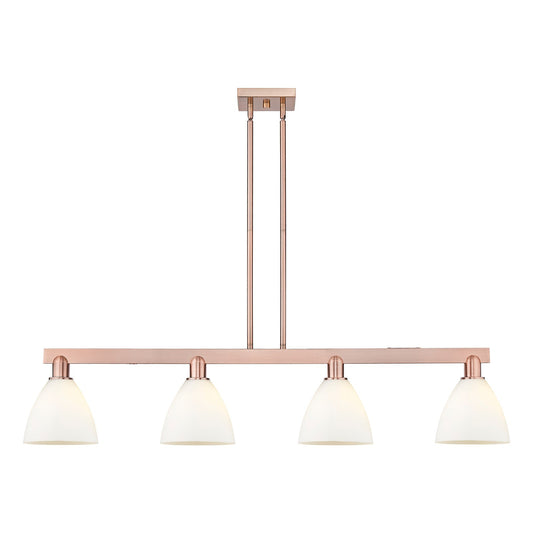 Innovations Bristol 50in 4-Light Island Light | Industrial Antique Copper Steel and Matte White Glass | Kitchen Island & Dining | Model 716-4I-AC-GBD-751