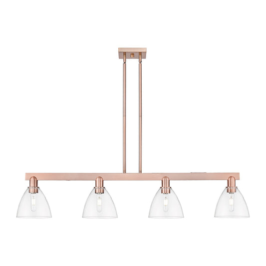 Innovations Bristol 50in 4-Light Island Light | Industrial Antique Copper Steel and Clear Glass | Kitchen Island & Dining Room | Model 716-4I-AC-GBD-752