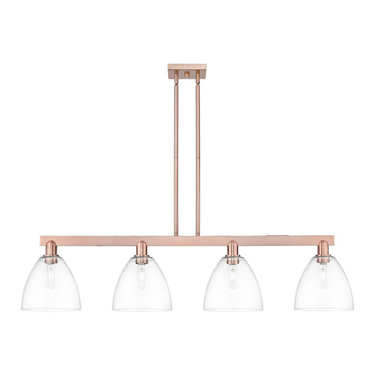 Innovations Bristol 52in 4-Light Island Light | Industrial Antique Copper Steel and Clear Glass | Kitchen Island & Dining Room | Model 716-4I-AC-GBD-92