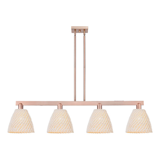 Innovations Bristol Natural 52in 4-Light Island Light | Industrial Antique Copper Steel and Natural Fiber Dome Shade | Kitchen | Model 716-4I-AC-NBD-9-NAT