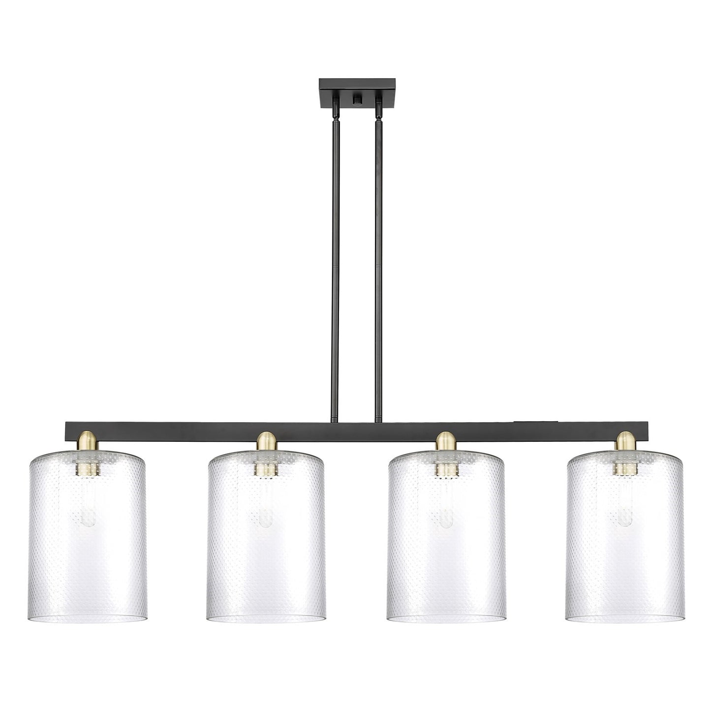 Innovations Cobbleskill 52in 4-Light Island Light | Industrial Black Antique Brass and Clear Glass | Kitchen Island & Dining | Model 716-4I-BAB-G112-L