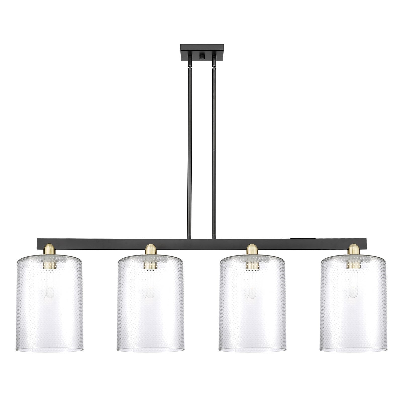 Innovations Cobbleskill 52in 4-Light Island Light | Industrial Black Antique Brass and Clear Glass | Kitchen Island & Dining | Model 716-4I-BAB-G112-L