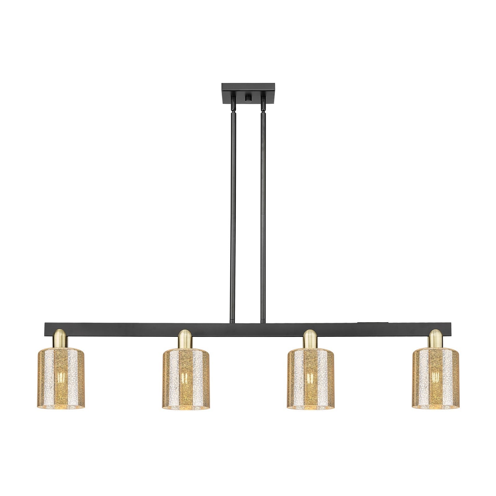 Innovations Cobbleskill 48in 4-Light Island Light | Industrial Black Antique Brass Steel and Mercury Glass | Kitchen Island & | Model 716-4I-BAB-G116