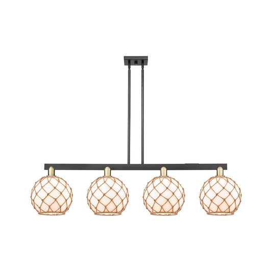 Innovations Athens 53in 4-Light Island Light | Industrial Black Antique Brass Steel and Matte White Glass | Kitchen Island & | Model 716-4I-BAB-G121-10