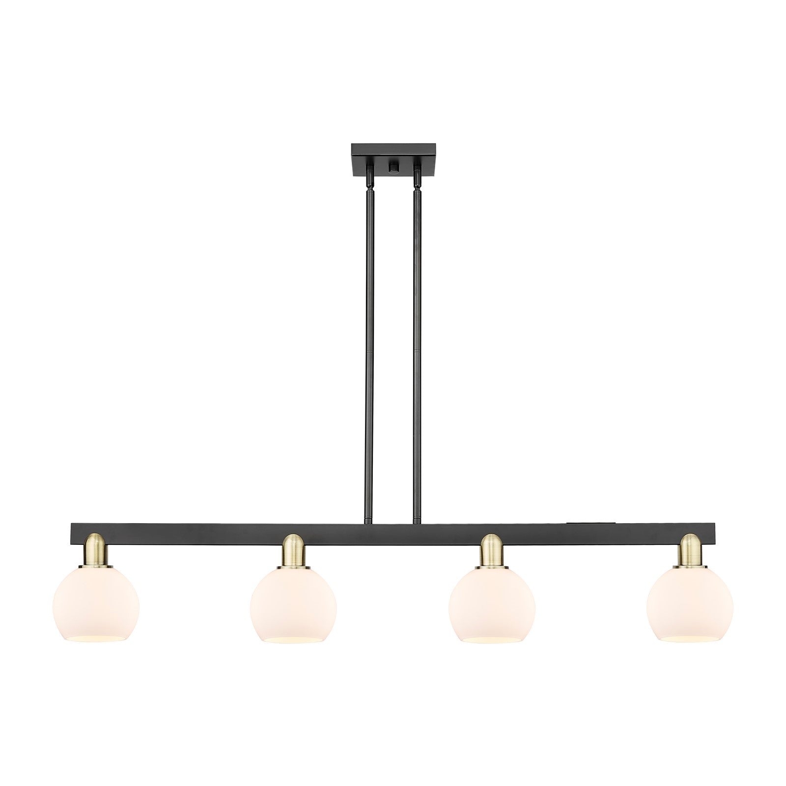 Innovations Athens 49in 4-Light Island Light | Industrial Black Antique Brass Steel and Matte White Glass | Kitchen Island & | Model 716-4I-BAB-G121-6