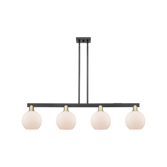 Innovations Athens 51in 4-Light Island Light | Industrial Black Antique Brass and Matte White Glass | Kitchen Island & Dining | Model 716-4I-BAB-G121-8